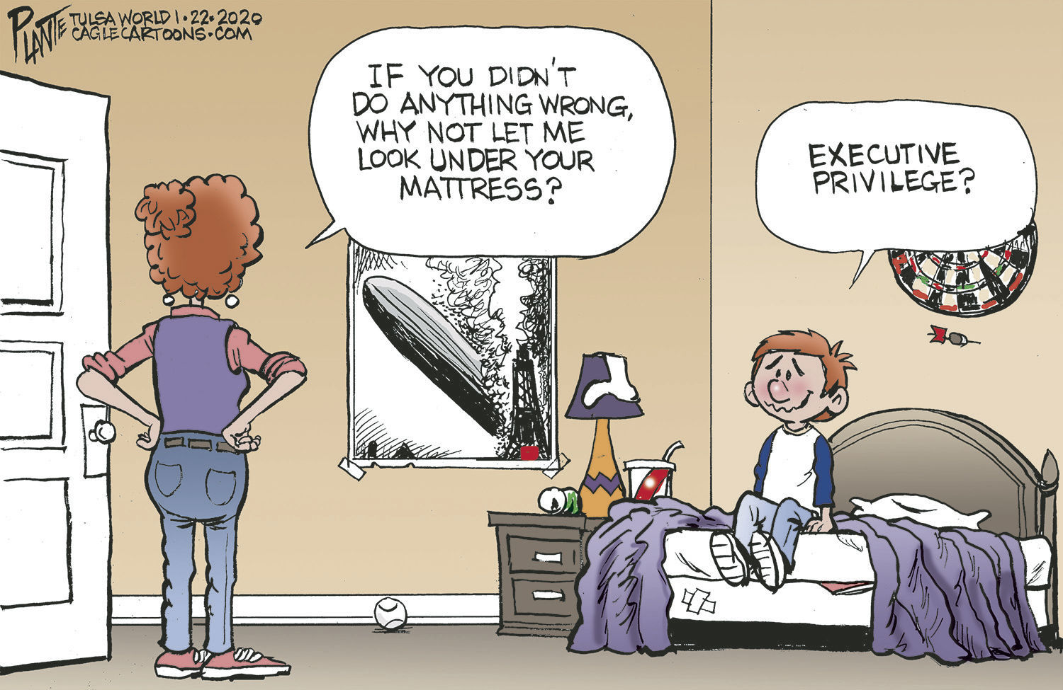 Bruce Plante Cartoon: Impeachment: Under the mattress